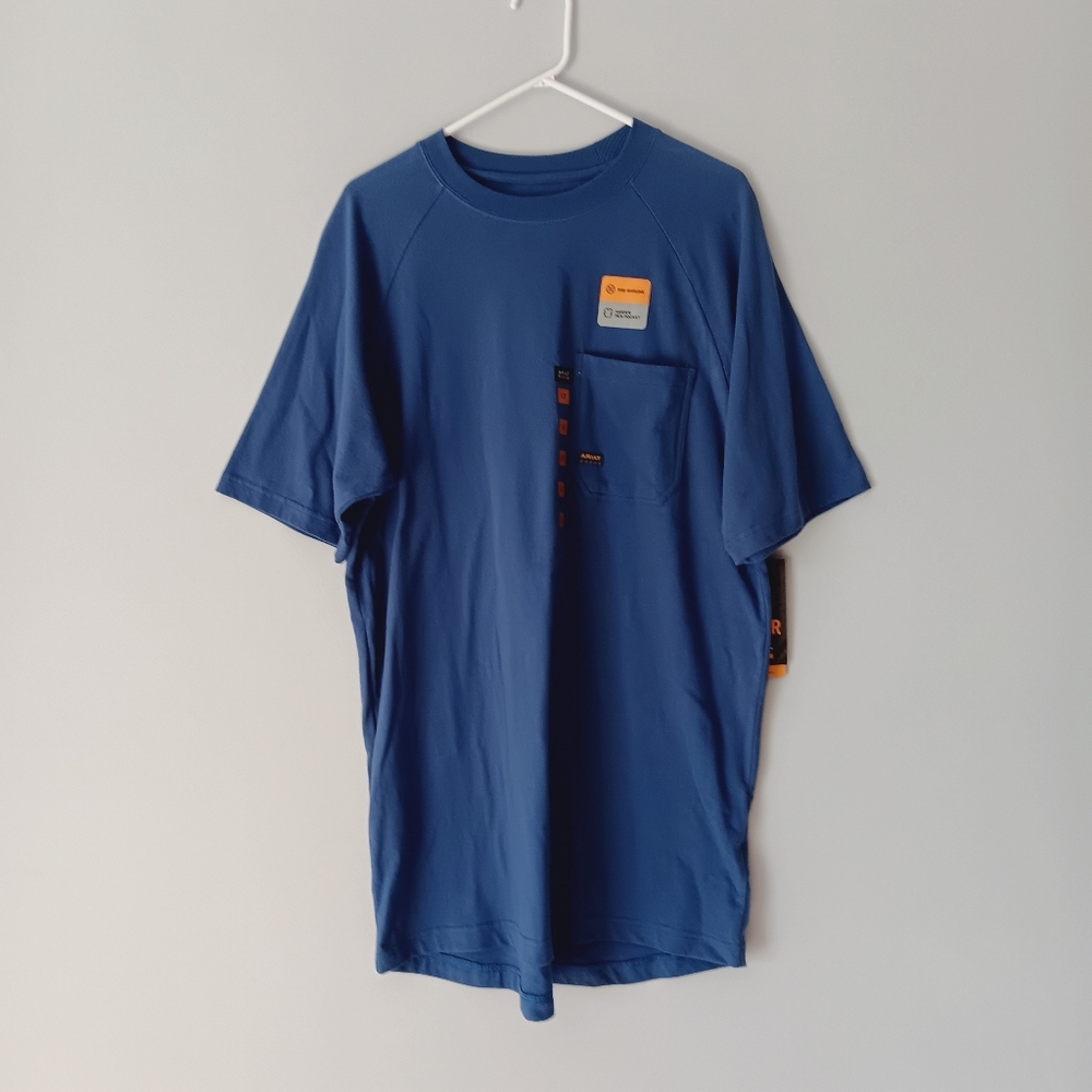 Ariat Work Rebar Pre-shrunk Pocket Tee Short Sleeves Mobility Blue Large Tall